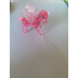 Translucent Flying Horse Pegasus Jaru Toy Pony Pink 3"